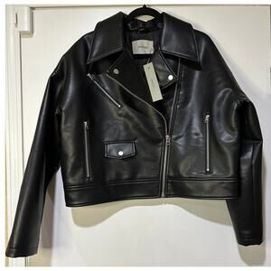 Hudson Faux Leather Black Jacket Small NWT Sample Piece Biker Jacket Moto Detail